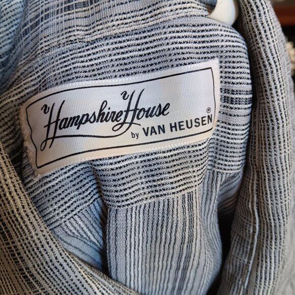 Vintage Mens Large Disco Shirt Checkered Hampshire House Van Heusen 1970's Knit - Picture 7 of 7